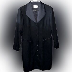 Vintage Misty Lane Button-Front Tuxedo Dress, Black, Size 14, EUC, No Flaws